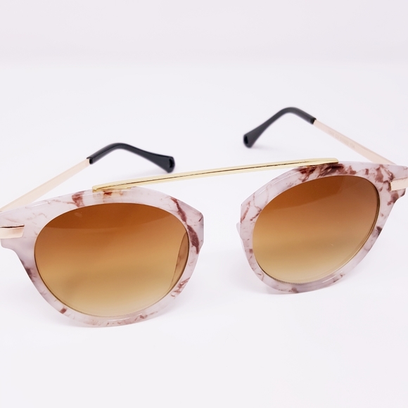 Marble Pattern Round Mirrored Sunglasses - Picture 6 of 7